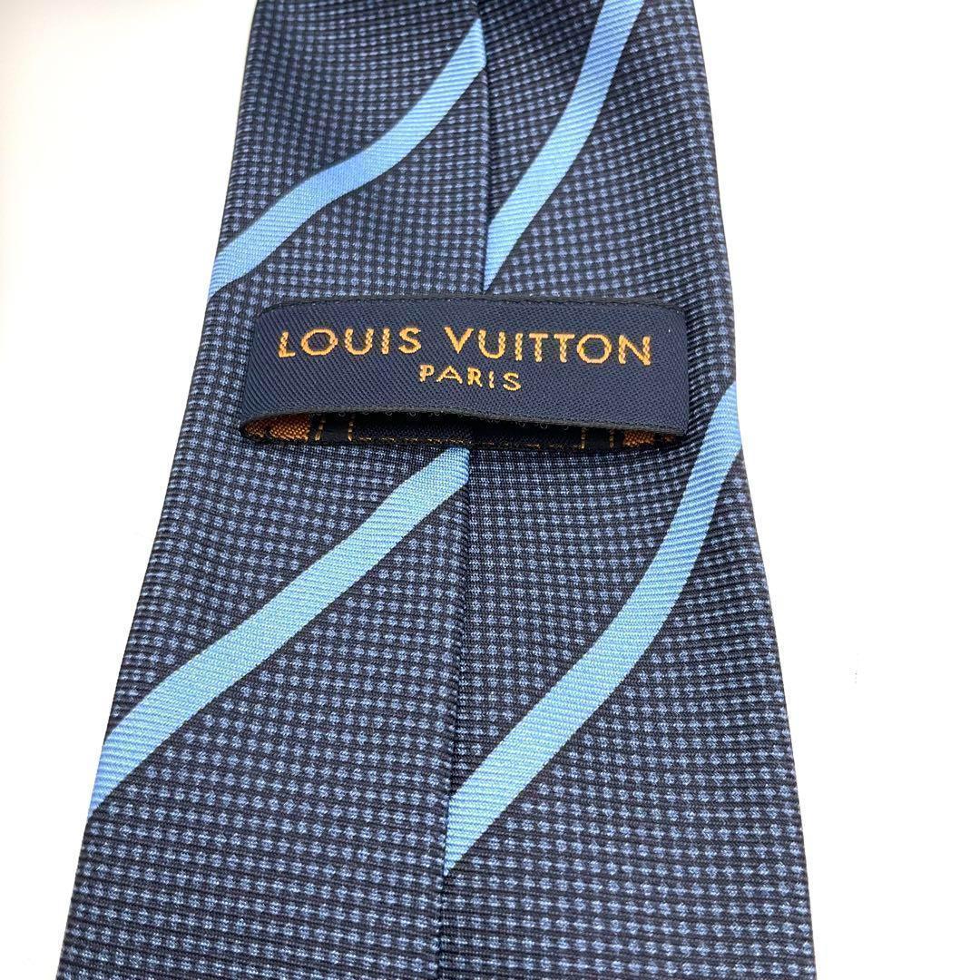 ルイヴィトン LOUIS VUITTON ネクタイ ブルー ストライプ シルク