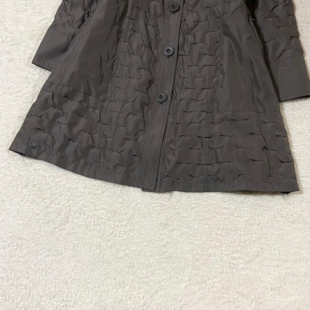 【シルク100%】ロングコート 毛皮 フォックスファー グレー Lサイズ