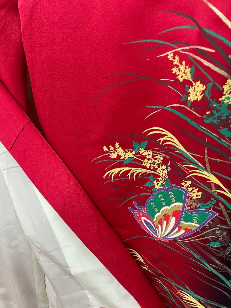 中古　振袖　仕立て上がり　赤　B16