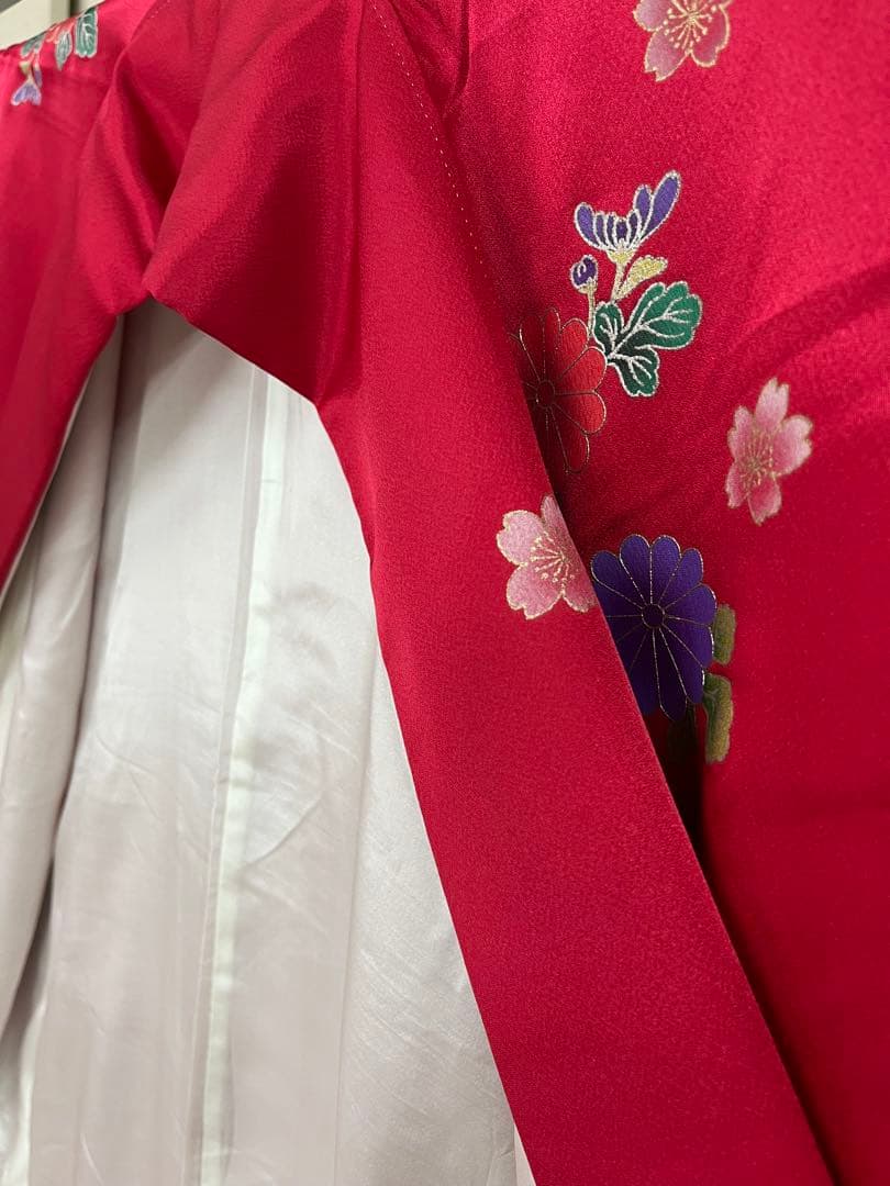 中古　振袖　仕立て上がり　赤　B16