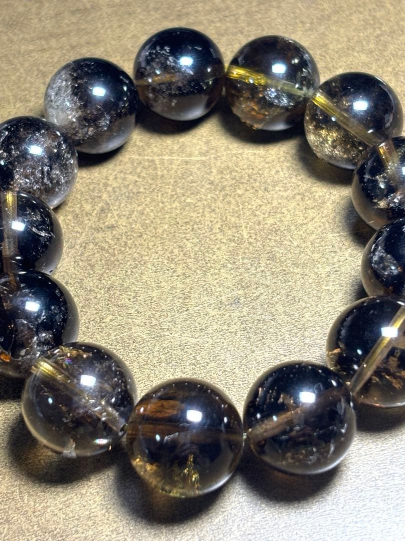 超大玉　ゼウスクォーツブレス約17㎜（新品未使用） （スモーキーシトリン）高品質