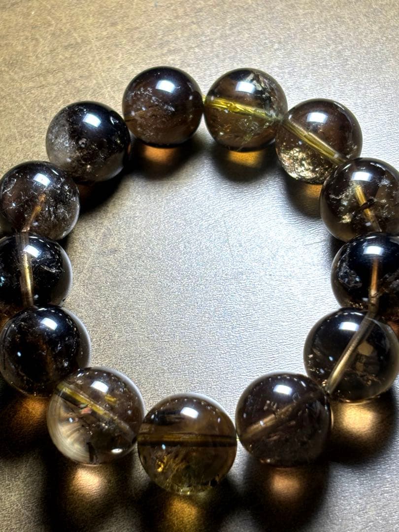 超大玉　ゼウスクォーツブレス約17㎜（新品未使用） （スモーキーシトリン）高品質