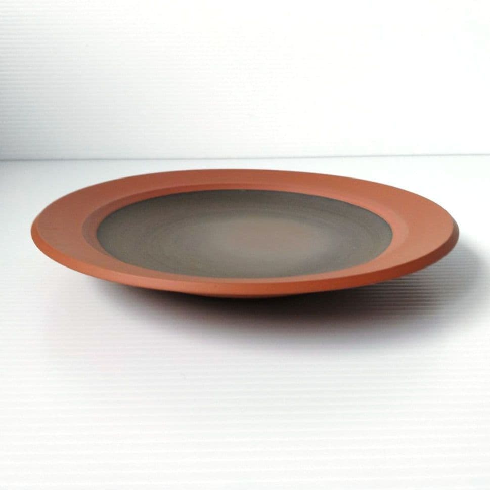 希少 佐渡 無名異焼 人間国宝 伊藤赤水 窯変 皿 大皿 工芸品 21,5cm