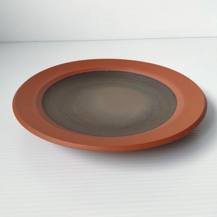 希少 佐渡 無名異焼 人間国宝 伊藤赤水 窯変 皿 大皿 工芸品 21,5cm