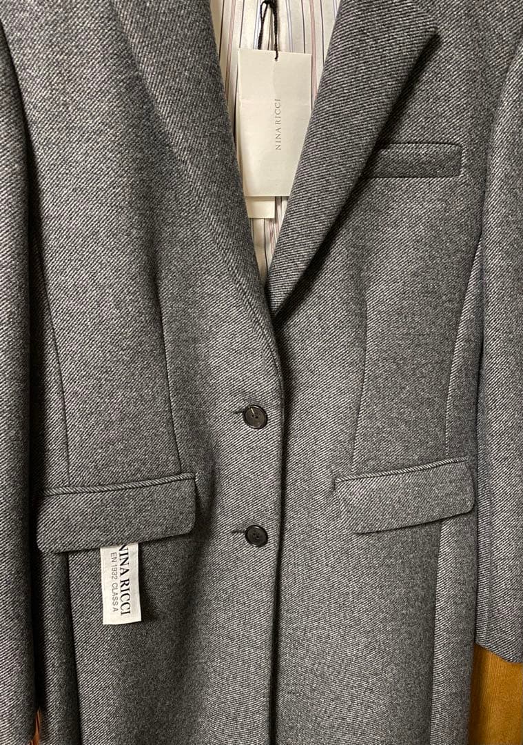 新品✨NINA RICCI チェスターコート ロング丈 ２つボタン グレー 36