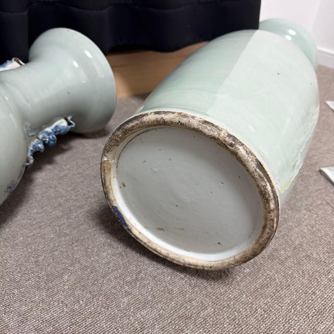 染付花瓶　二個セット　骨董品　アンティーク　中国　古い