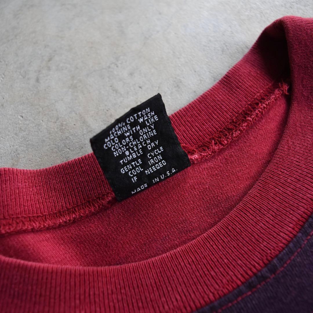 90s RUSH ボーダー長袖Tシャツ USA製 サンフェード オールドサーフ