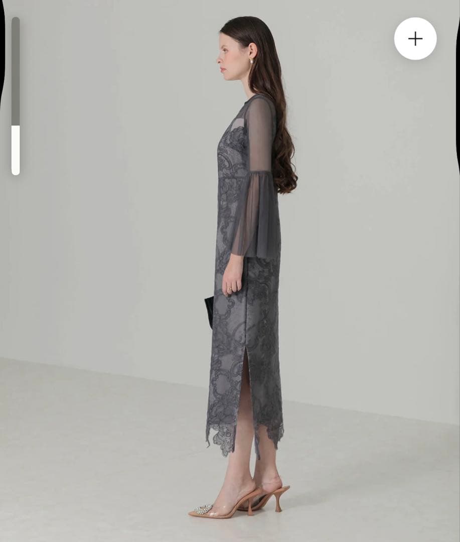 Leja シアープリーツスリーブ Iライン ドレス 結婚式 オケージョンワンピ