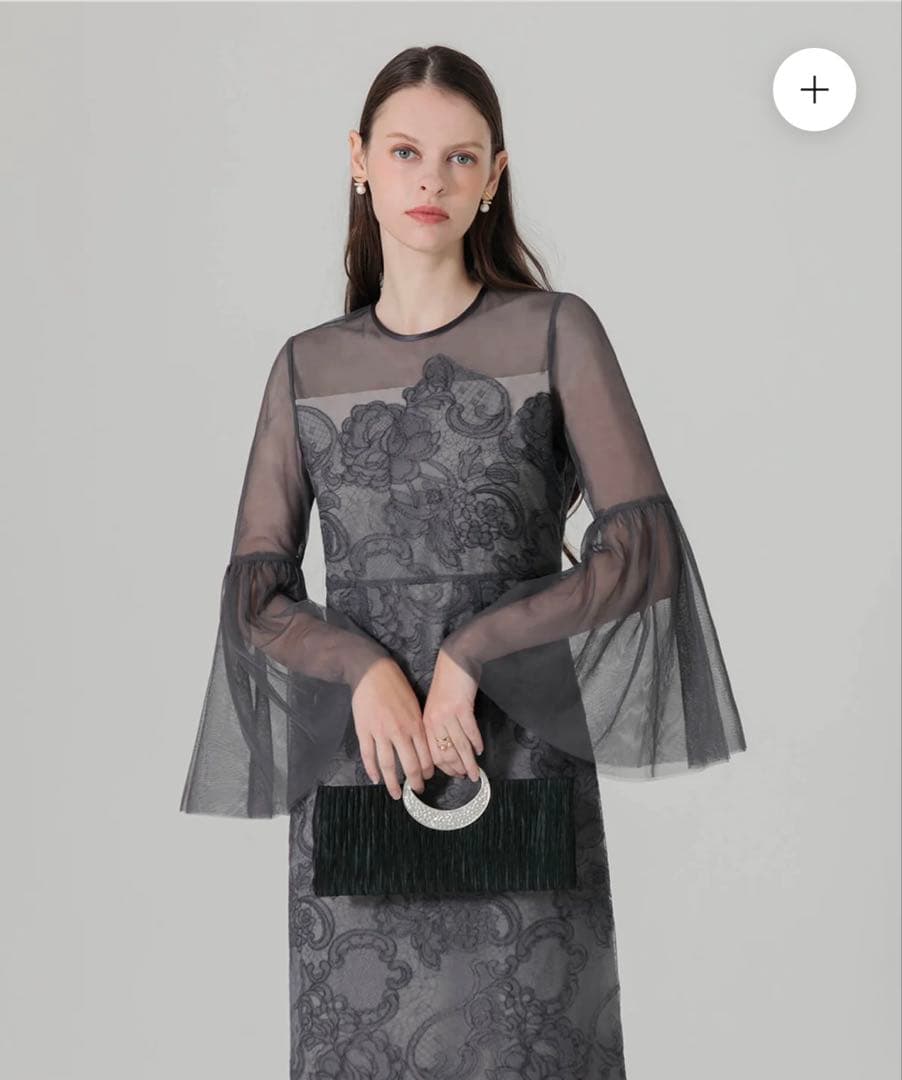 Leja シアープリーツスリーブ Iライン ドレス 結婚式 オケージョンワンピ