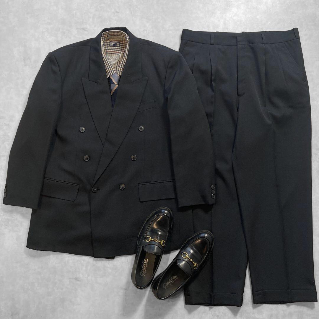 みどりのタコス様 ブラック ダブル スーツ セットアップ L daks チェック