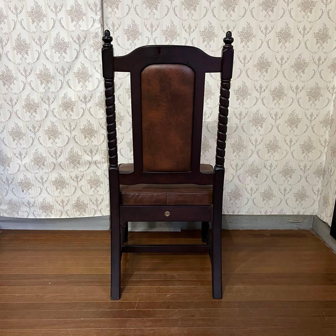 【アンティーク】① トーア 木製 ダイニングチェア レザー張り 椅子 古民家