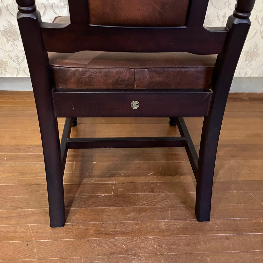 【アンティーク】① トーア 木製 ダイニングチェア レザー張り 椅子 古民家