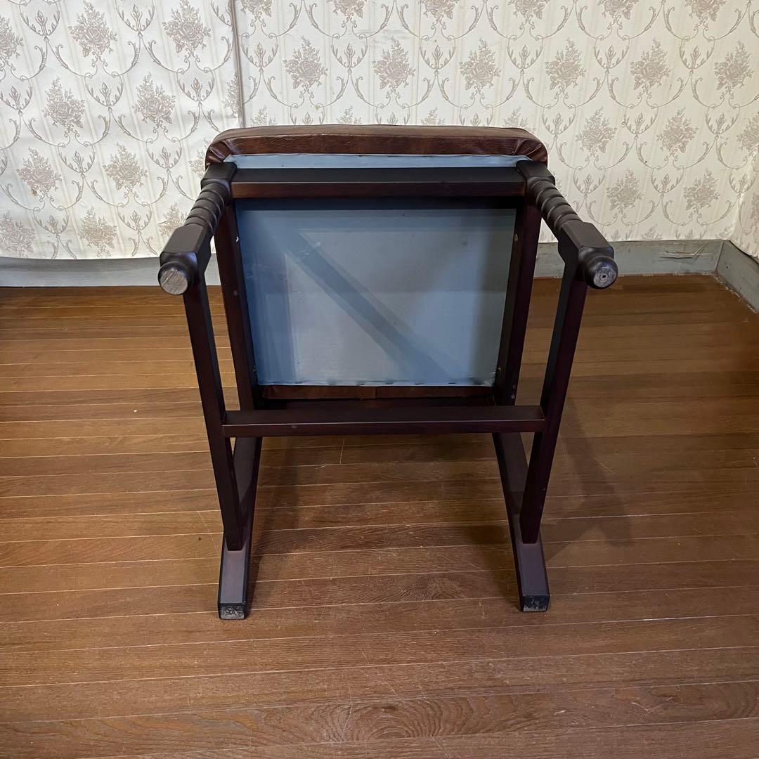 【アンティーク】① トーア 木製 ダイニングチェア レザー張り 椅子 古民家