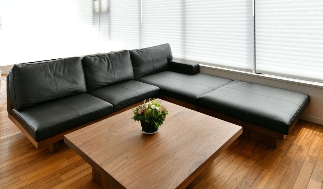 マスターウォール　ソファ４点セット　④ローリビングテーブル1010（無垢天板）