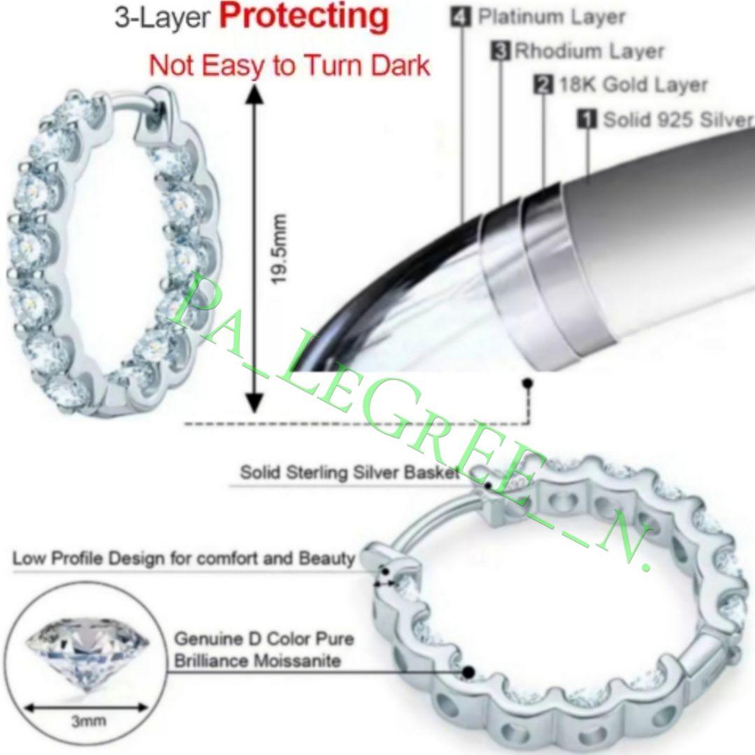 aa0eピアス♪レディース　モアサナイト　フープ　シンプル　S925　プラチナ