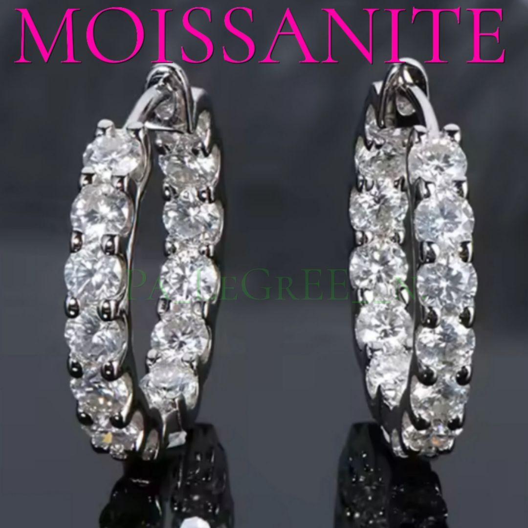 aa0eピアス♪レディース　モアサナイト　フープ　シンプル　S925　プラチナ