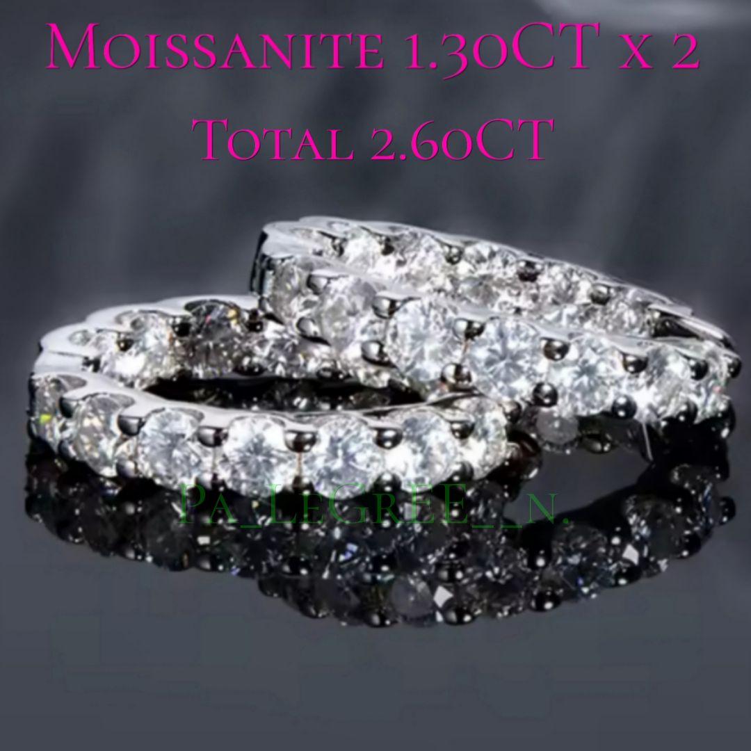 aa0eピアス♪レディース　モアサナイト　フープ　シンプル　S925　プラチナ