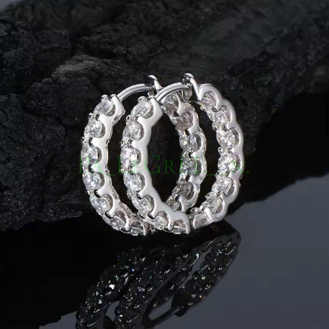 aa0eピアス♪レディース　モアサナイト　フープ　シンプル　S925　プラチナ