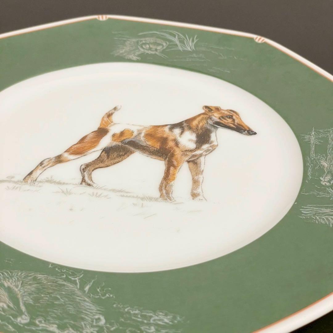 エルメスHERMES八角プレート 犬シリーズ ポインター フォックステリア 2枚