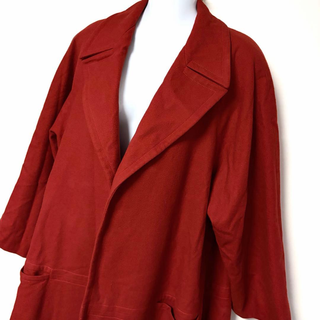 レアY's ヨウジヤマモト　ボルドー　ウールロングコート　オーバーシルエット