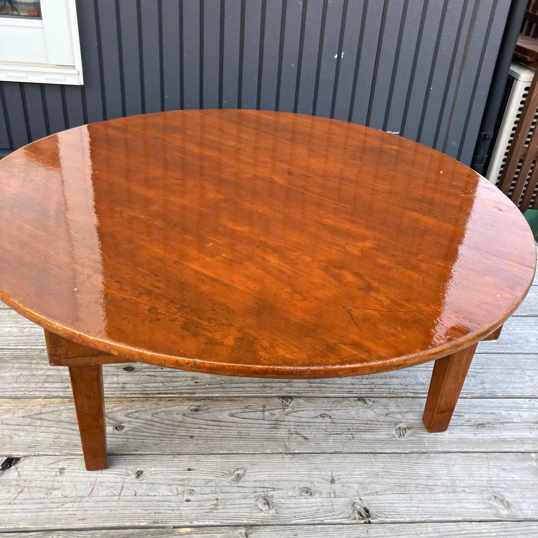 昭和レトロ 木製円卓 円形座卓 折りたたみテーブル ちゃぶ台 ラウンドテーブル