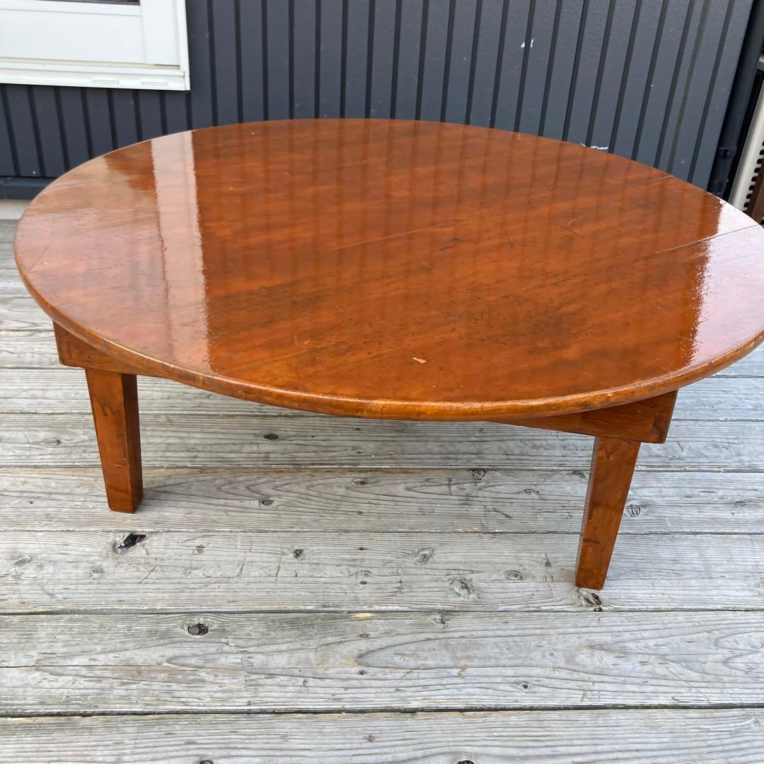 昭和レトロ 木製円卓 円形座卓 折りたたみテーブル ちゃぶ台 ラウンドテーブル