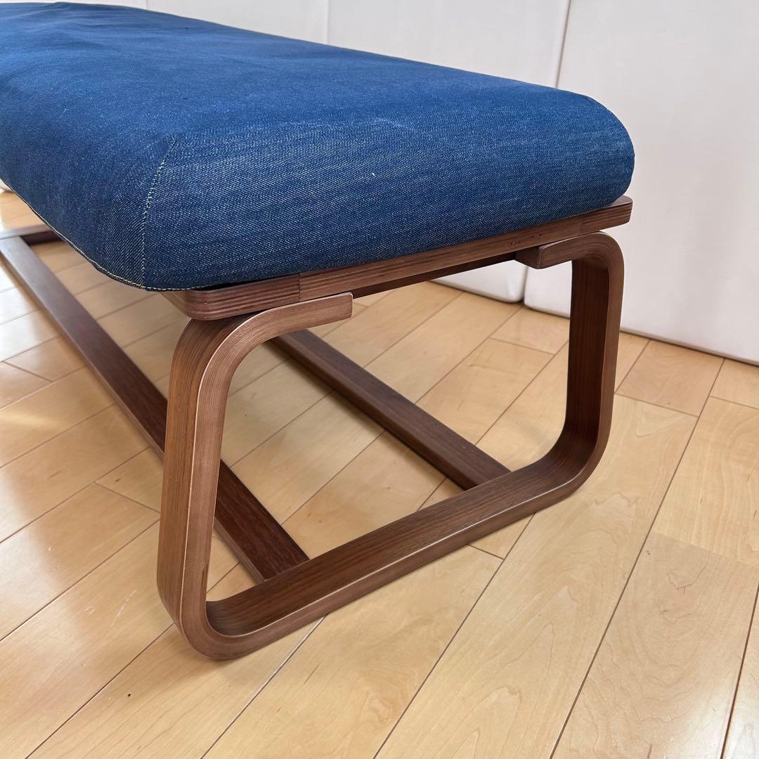 無印良品　リビングでもダイニングでもつかえるベンチ1 アーム 椅子　デニム生地