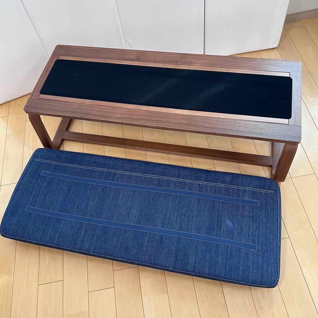 無印良品　リビングでもダイニングでもつかえるベンチ1 アーム 椅子　デニム生地