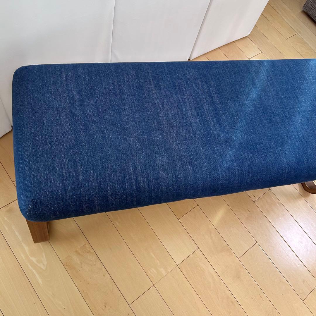 無印良品　リビングでもダイニングでもつかえるベンチ1 アーム 椅子　デニム生地