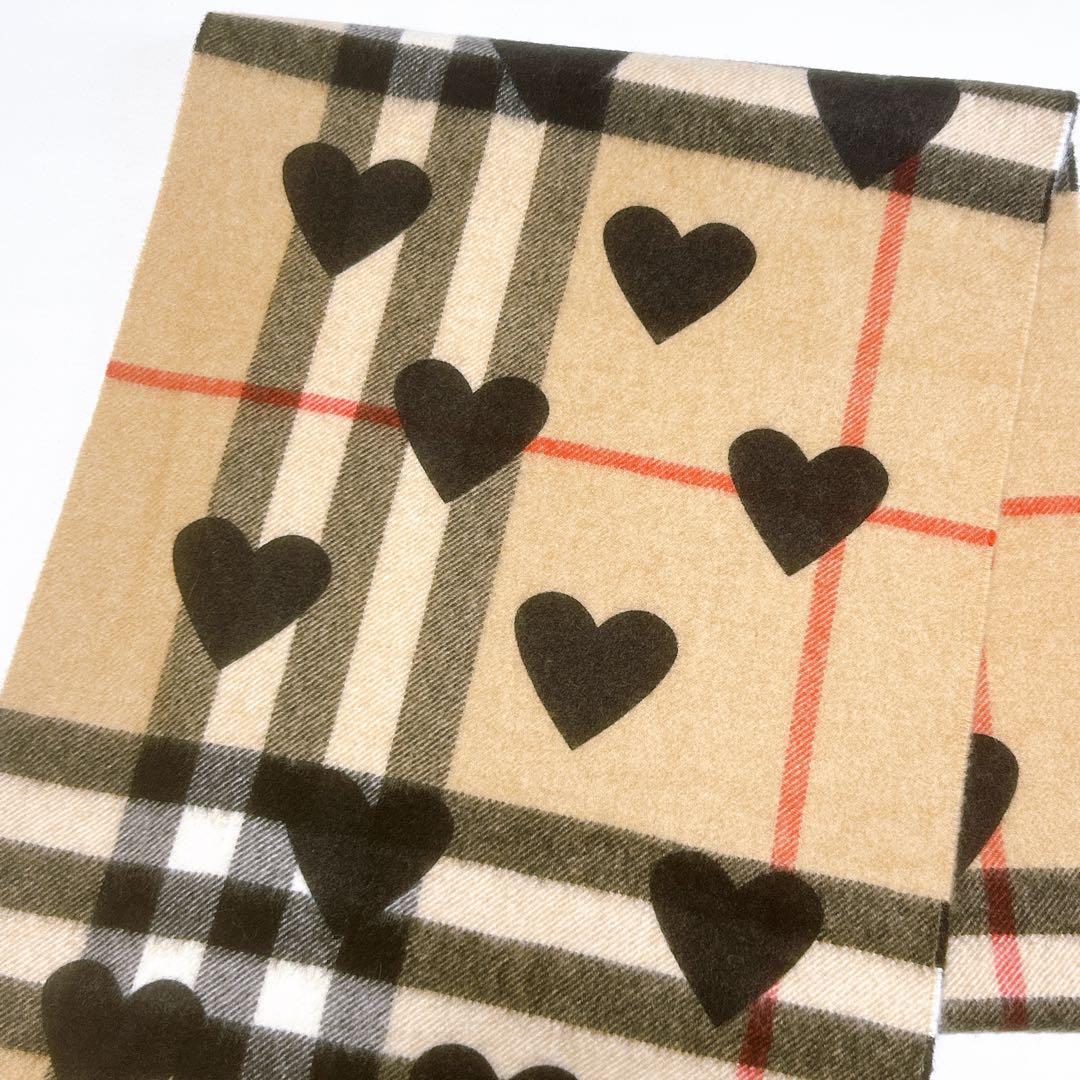 レア✨希少 バーバリー マフラー ハート柄 ノバチェック カシミヤ100％