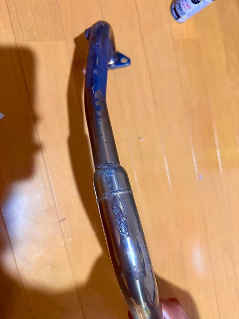 PCX jk05ステンレス製マフラー 青と銀のグラデーション