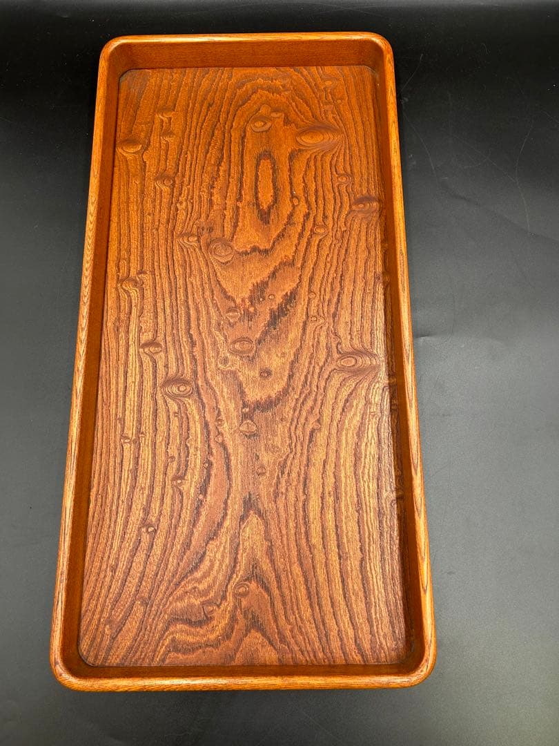 [即購入OK] 欅(けやき) 玉杢長盆　新品未使用　無垢材一枚物