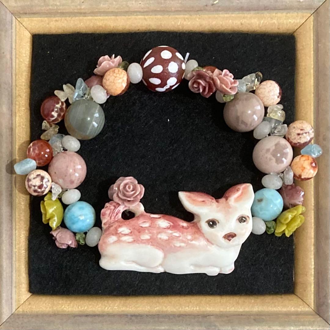 【種名　日本鹿の角】オリジナル彫刻使用 ⭐️kawaii バンビ⭐️ ☆匿名☆