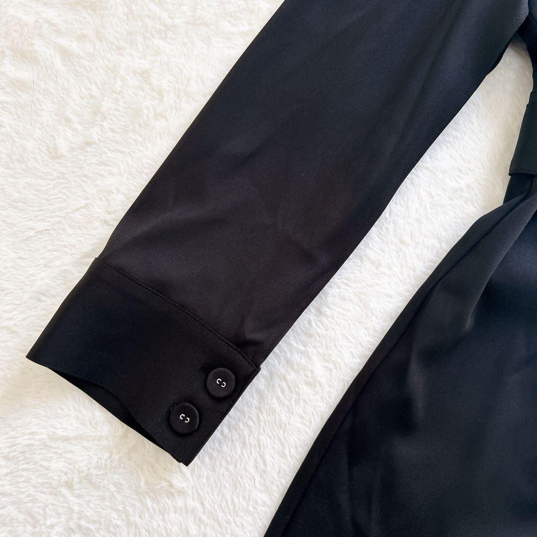  PARTY ベルト付きケープ風オールインワン　黒　Fサイズ