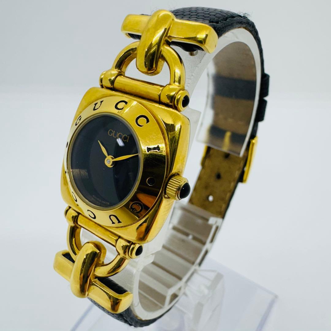 ✨グッチ✨ホースビット✨6300L✨黒/金✨クオーツ✨腕時計✨箱・付属品付き✨