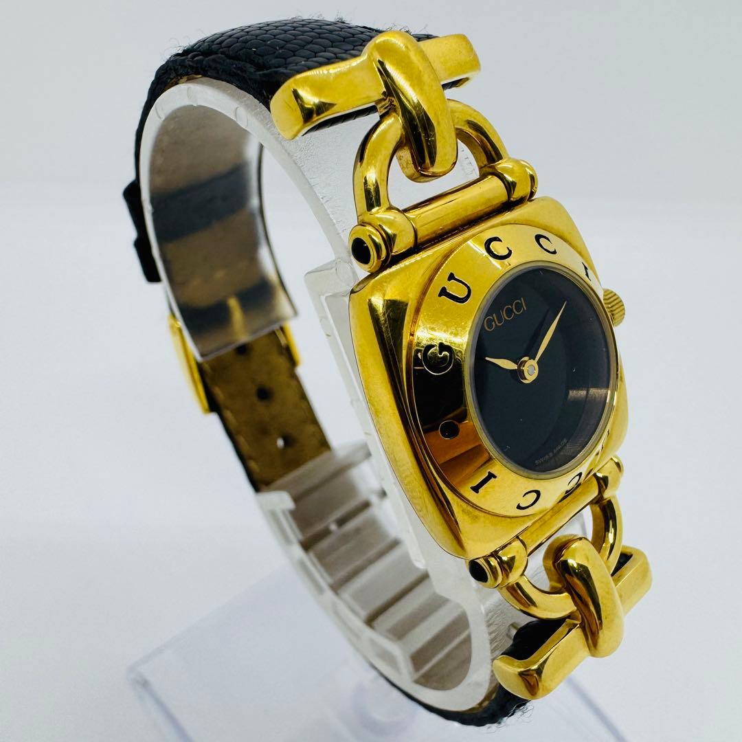 ✨グッチ✨ホースビット✨6300L✨黒/金✨クオーツ✨腕時計✨箱・付属品付き✨