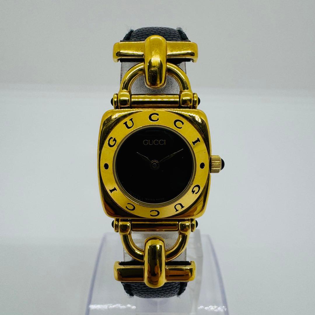 ✨グッチ✨ホースビット✨6300L✨黒/金✨クオーツ✨腕時計✨箱・付属品付き✨