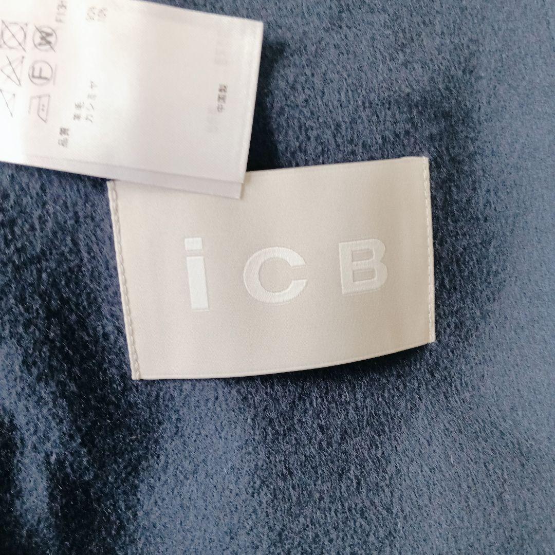美品　ＩＣＢ　リバーコート　ポンチョ　カシミヤ混　ネイビー　4