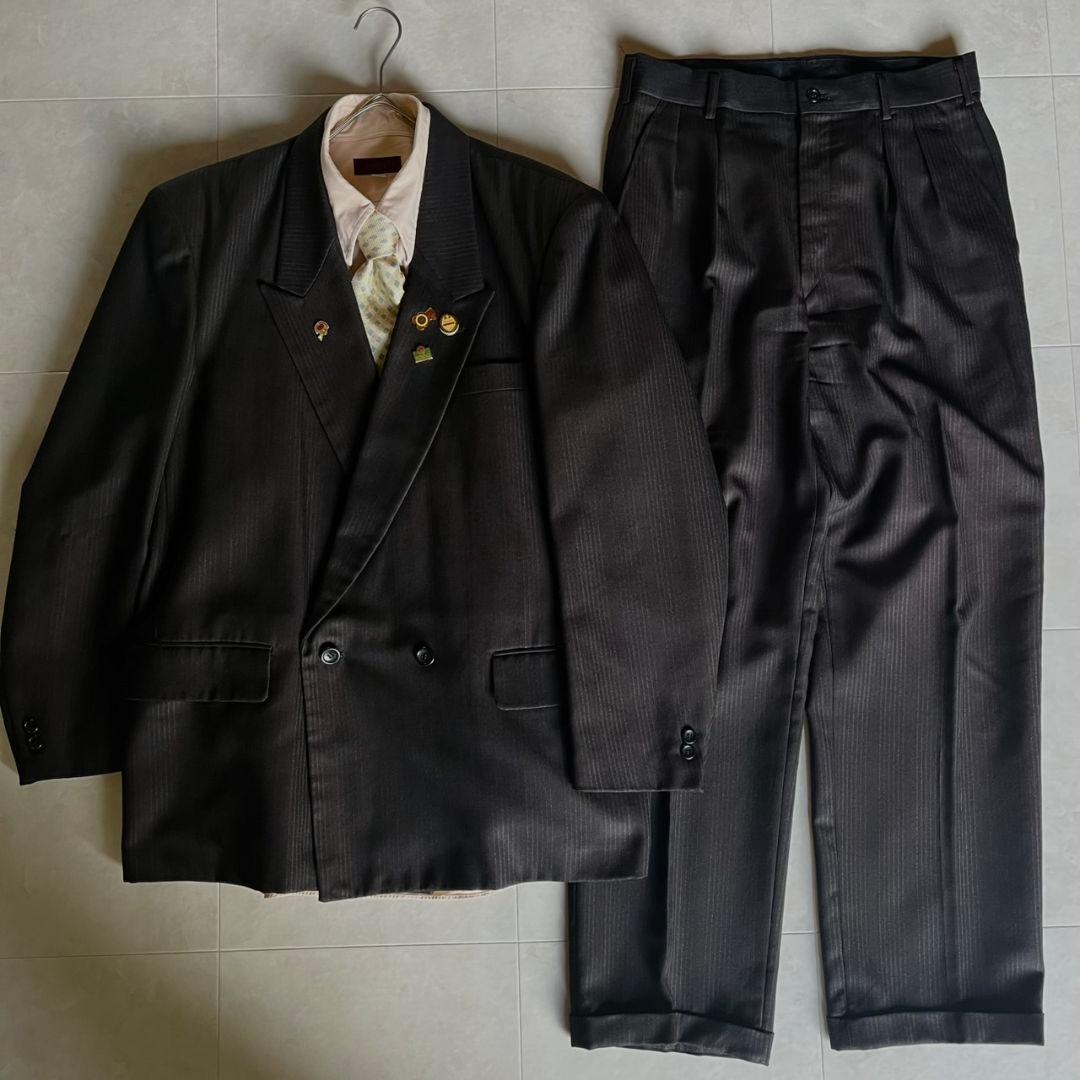 90s極上ウールセットアップアルマーニネクタイピンズ5点セット