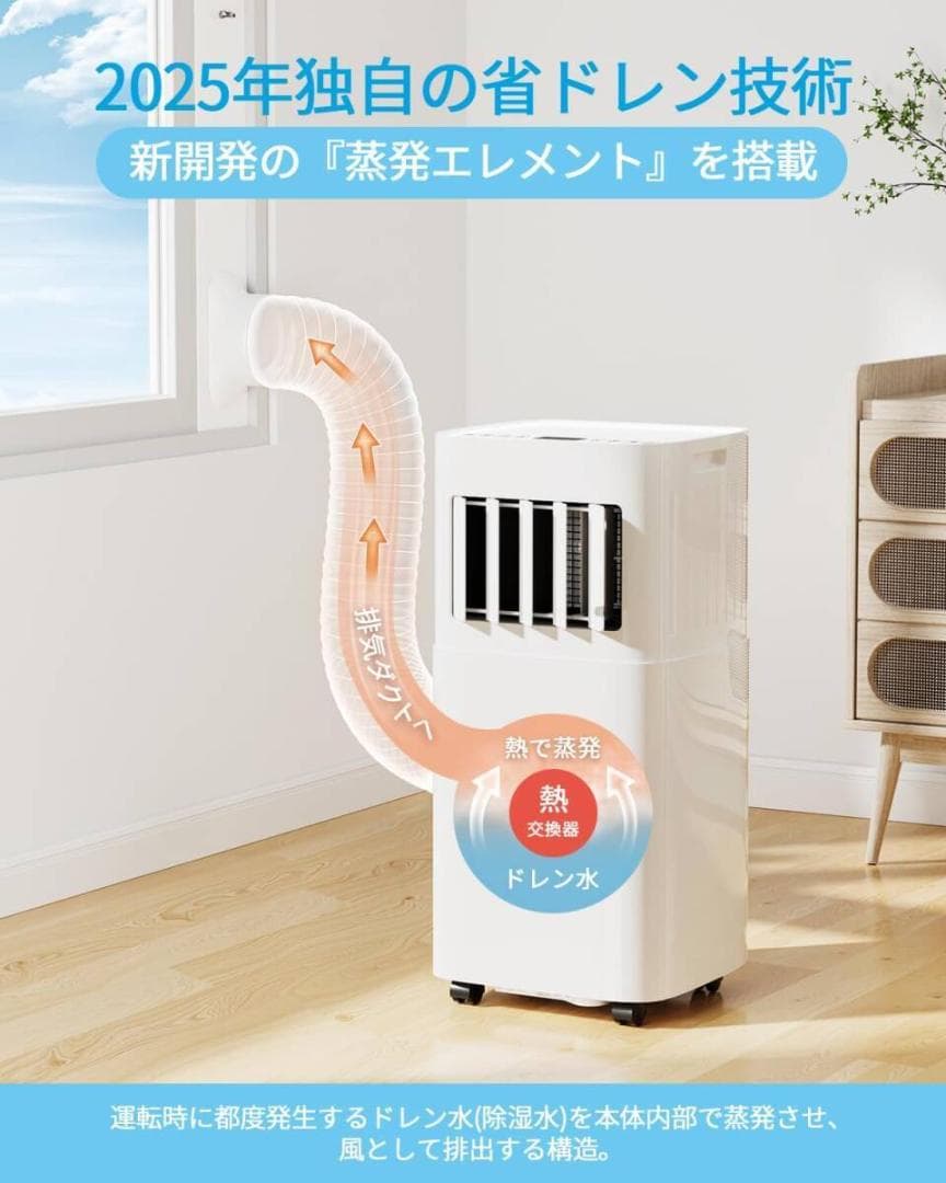 Nayuoo スポットクーラー 家庭用 移動式エアコン 工事不要 2.63KW