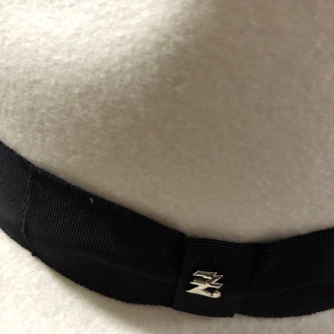 E.YAZAWA ホワイトハット 黒リボン付き