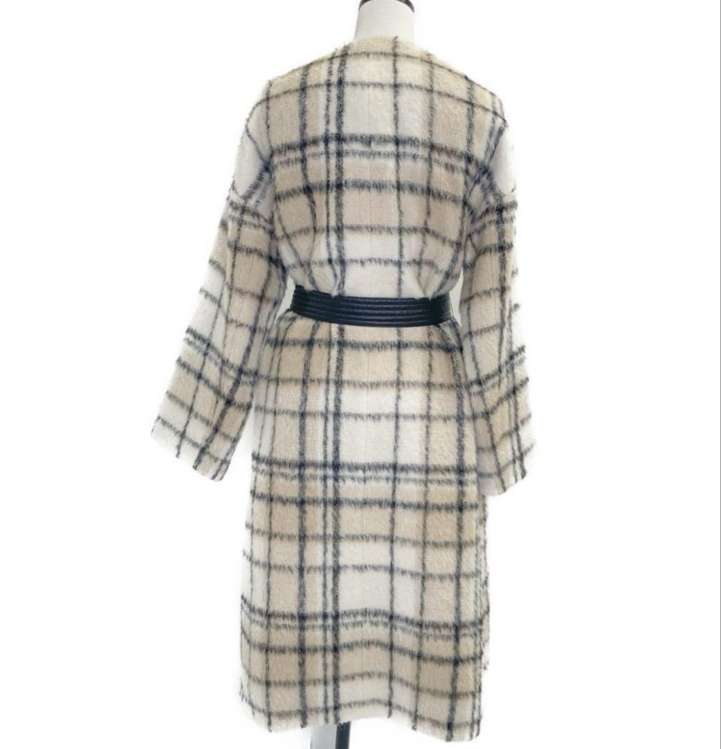 限定価格 ANAYI シャギーアルパカチェッククルーコート