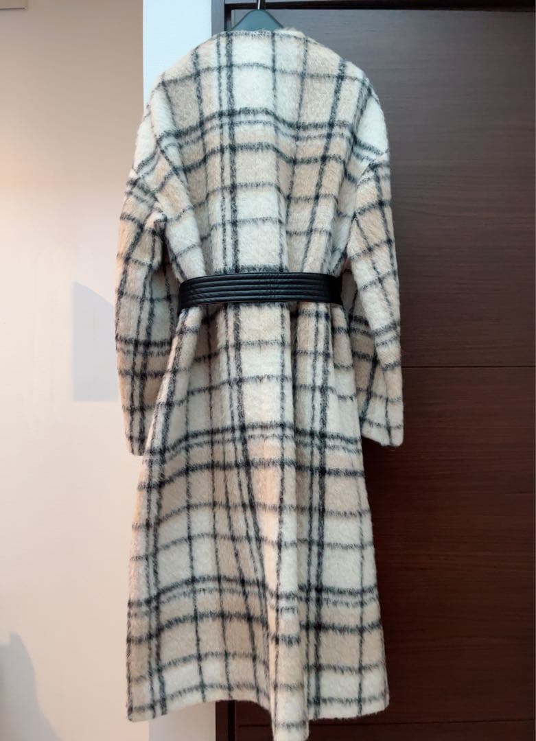 限定価格 ANAYI シャギーアルパカチェッククルーコート