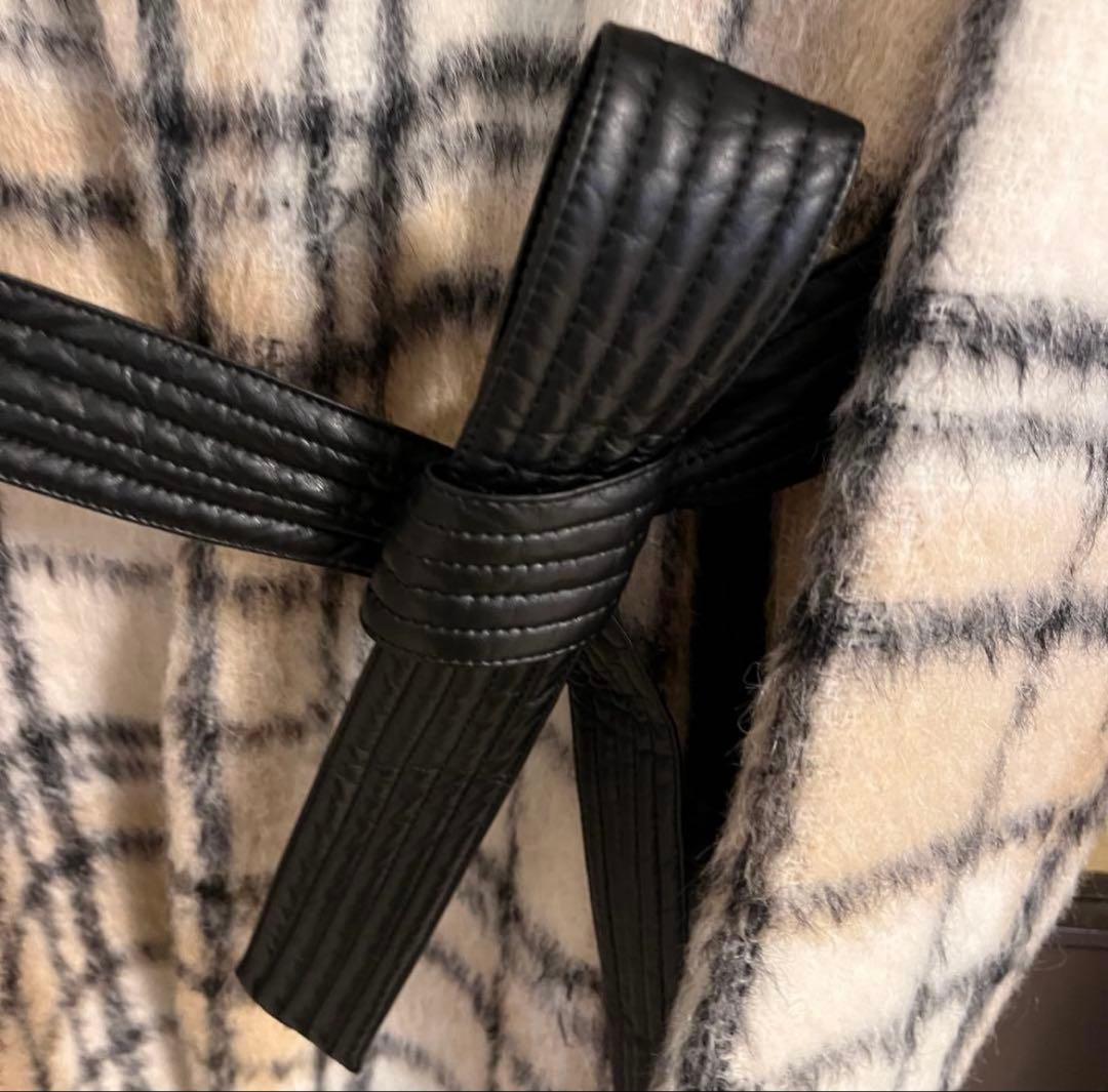 限定価格 ANAYI シャギーアルパカチェッククルーコート