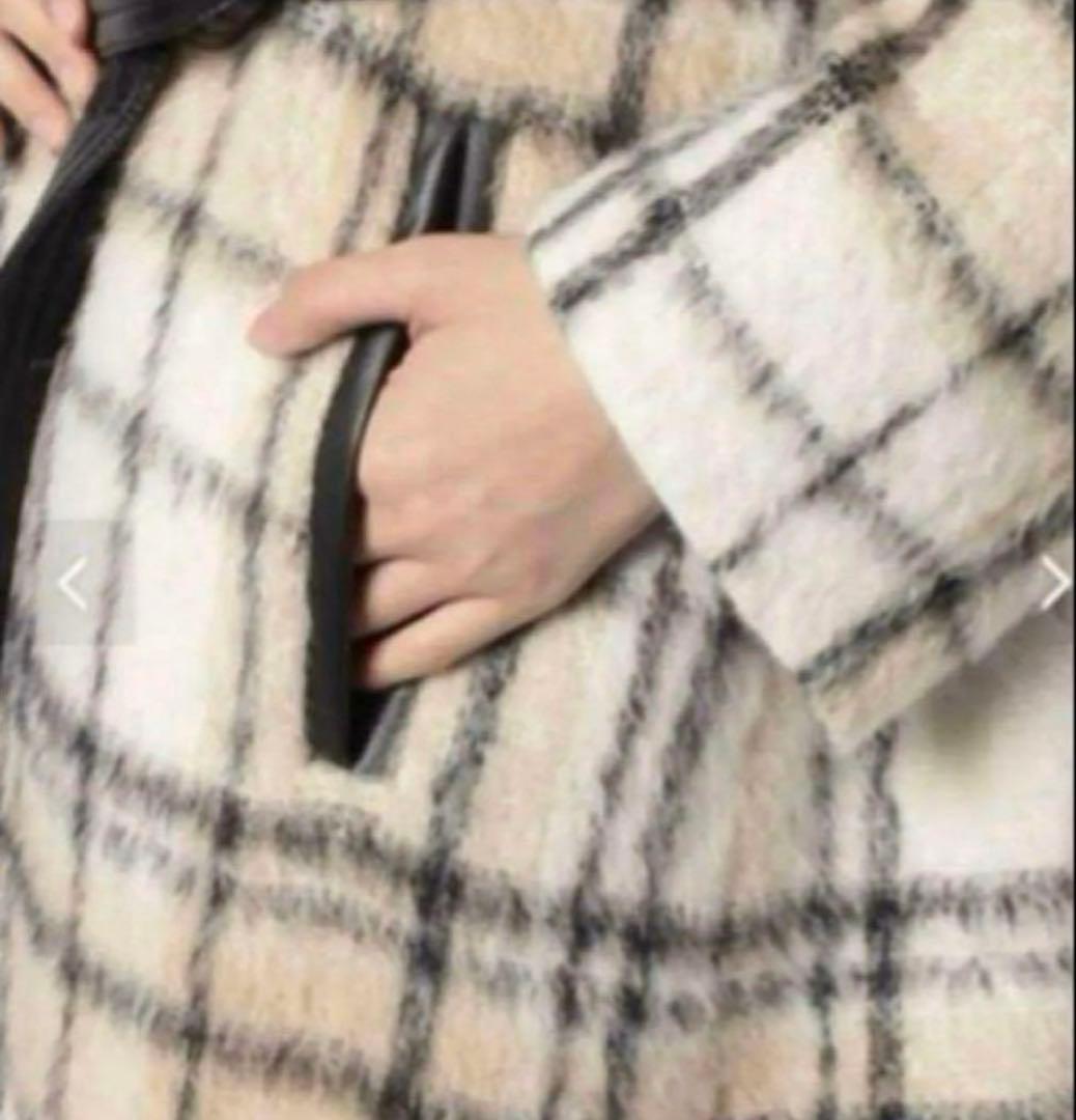 限定価格 ANAYI シャギーアルパカチェッククルーコート