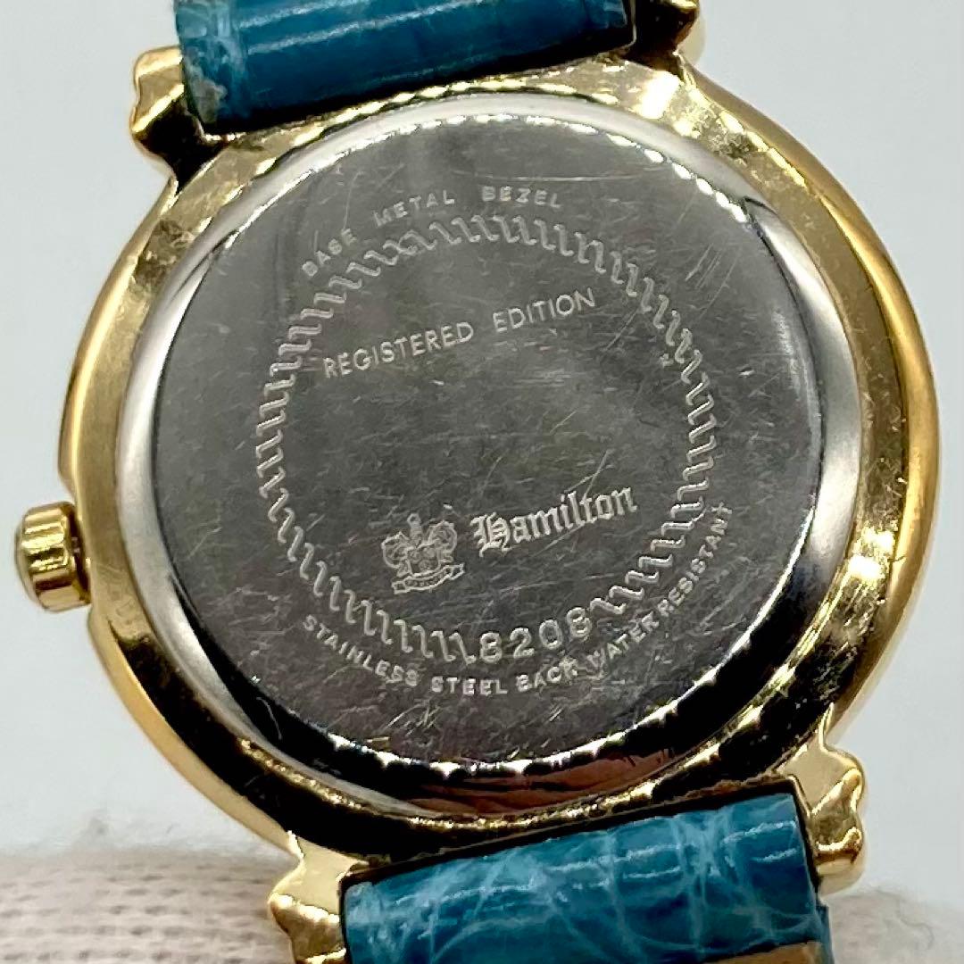 【稼動】 ハミルトン 腕時計 8208 クオーツ ホワイト文字盤 レディース