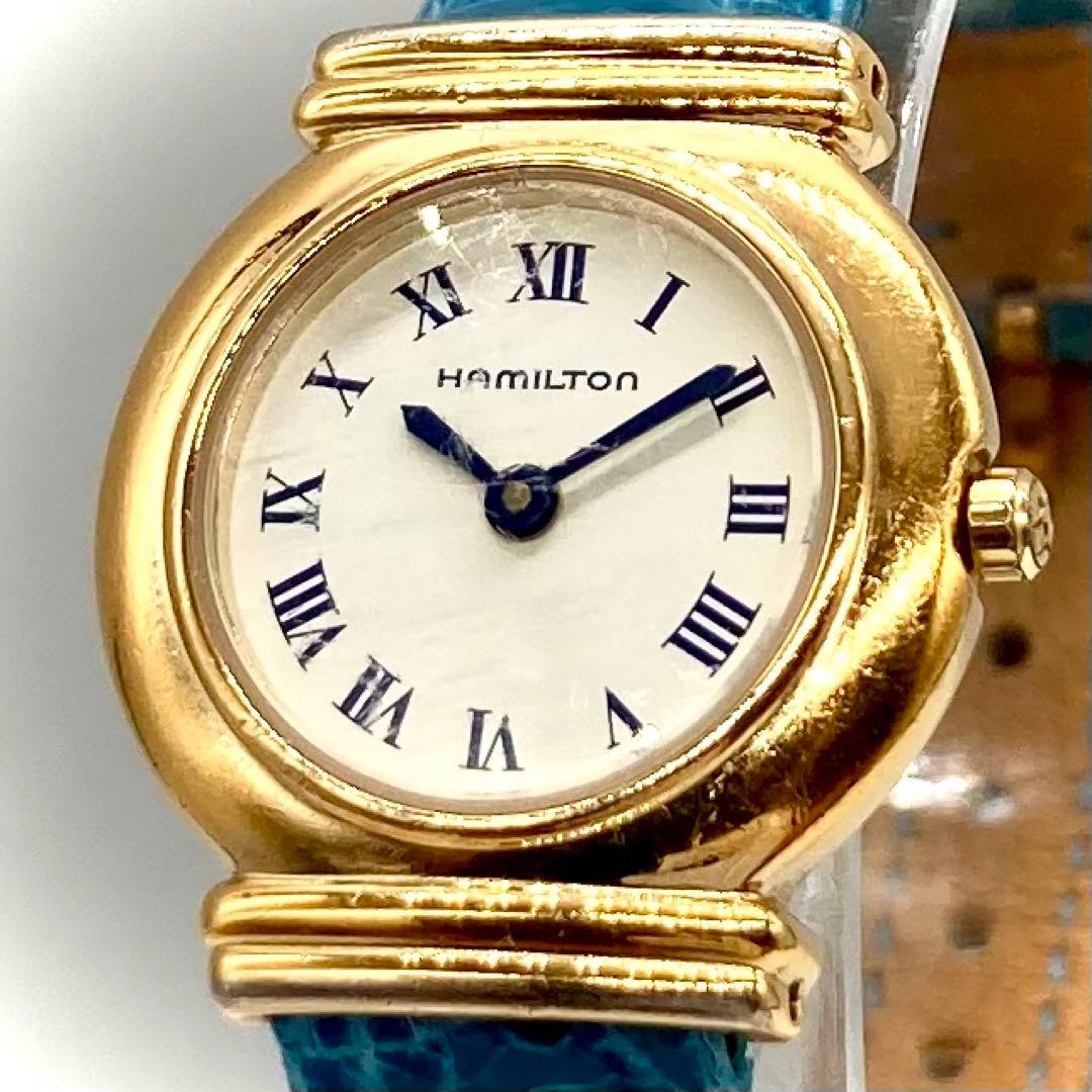 【稼動】 ハミルトン 腕時計 8208 クオーツ ホワイト文字盤 レディース