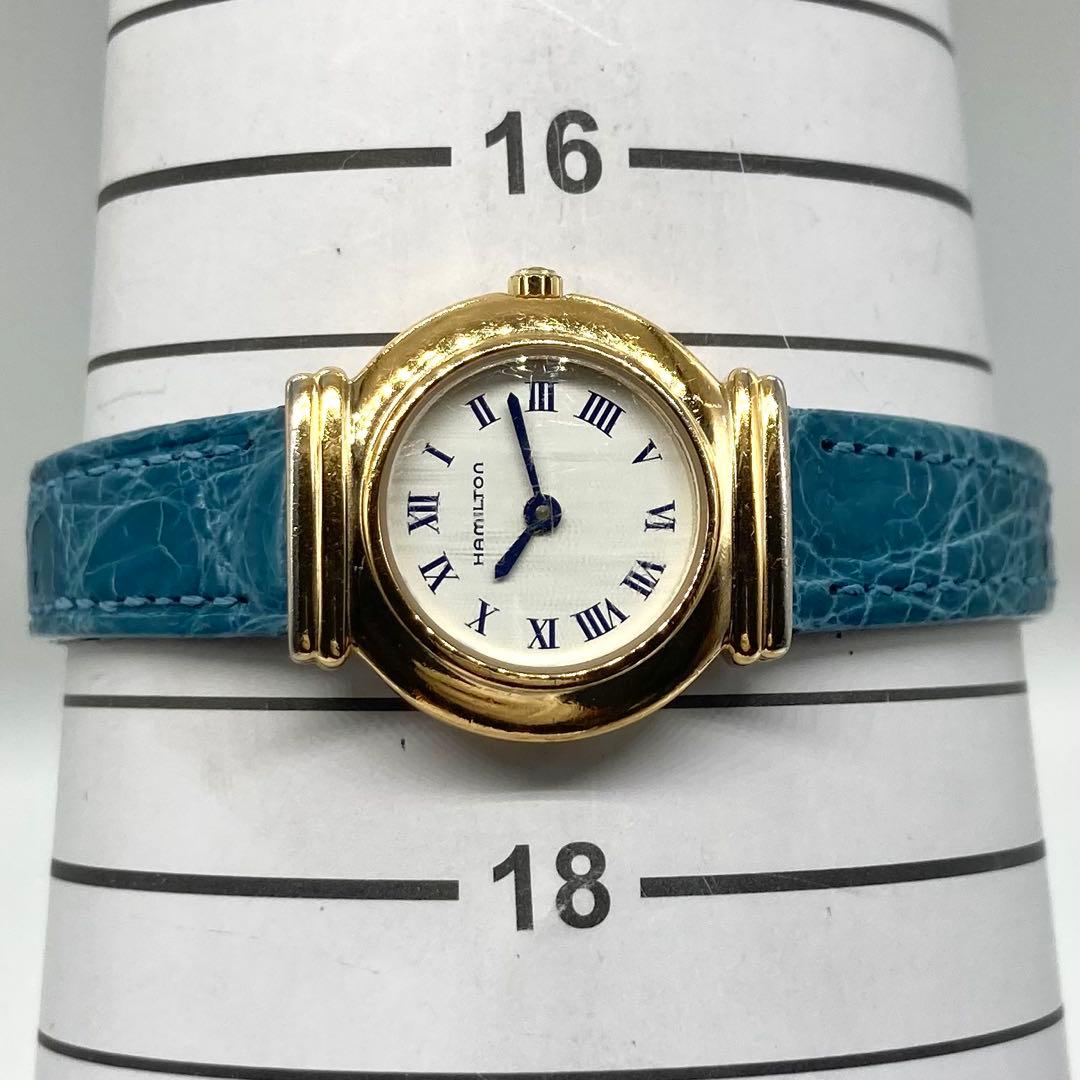 【稼動】 ハミルトン 腕時計 8208 クオーツ ホワイト文字盤 レディース
