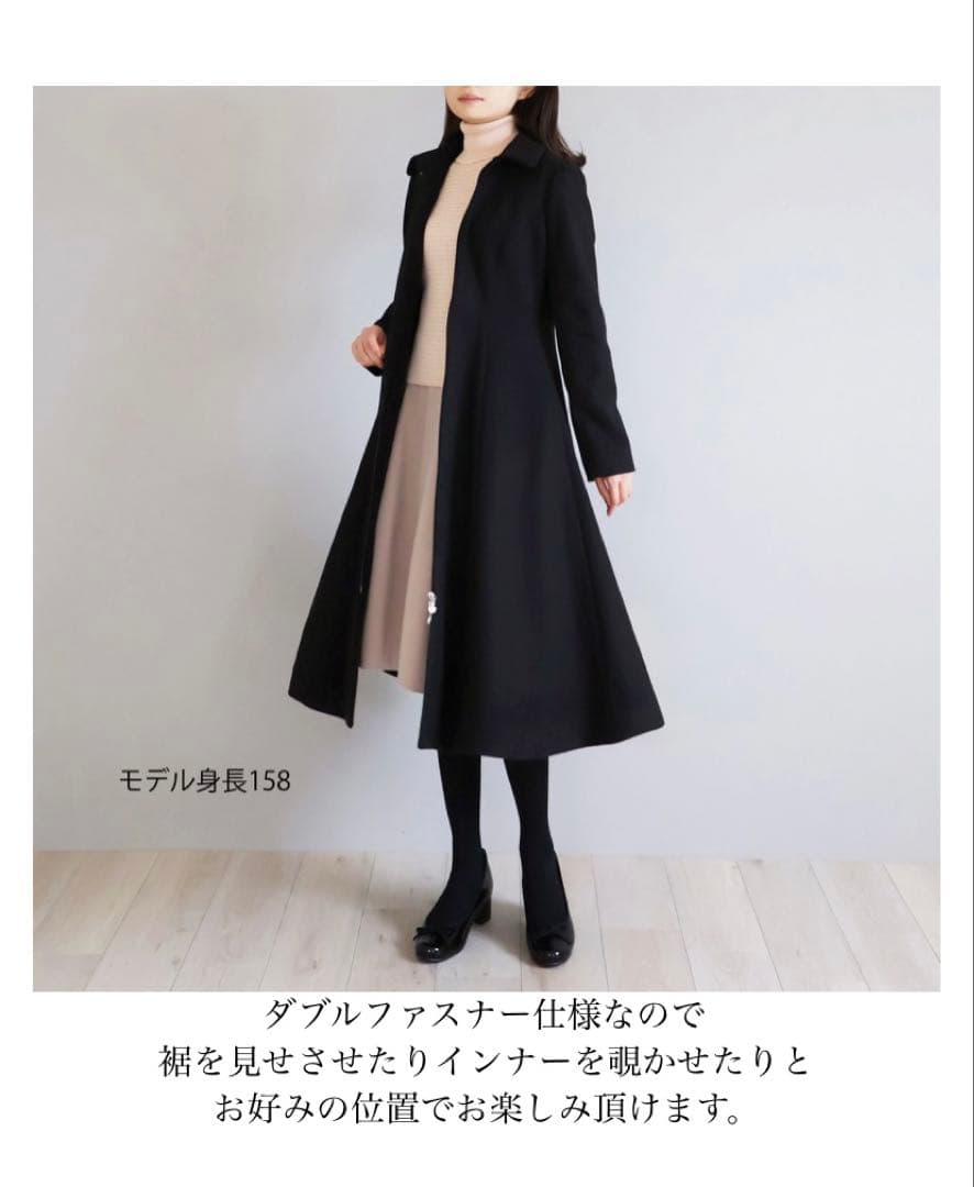 jolie mignonパネルライン襟付きジップアップコート