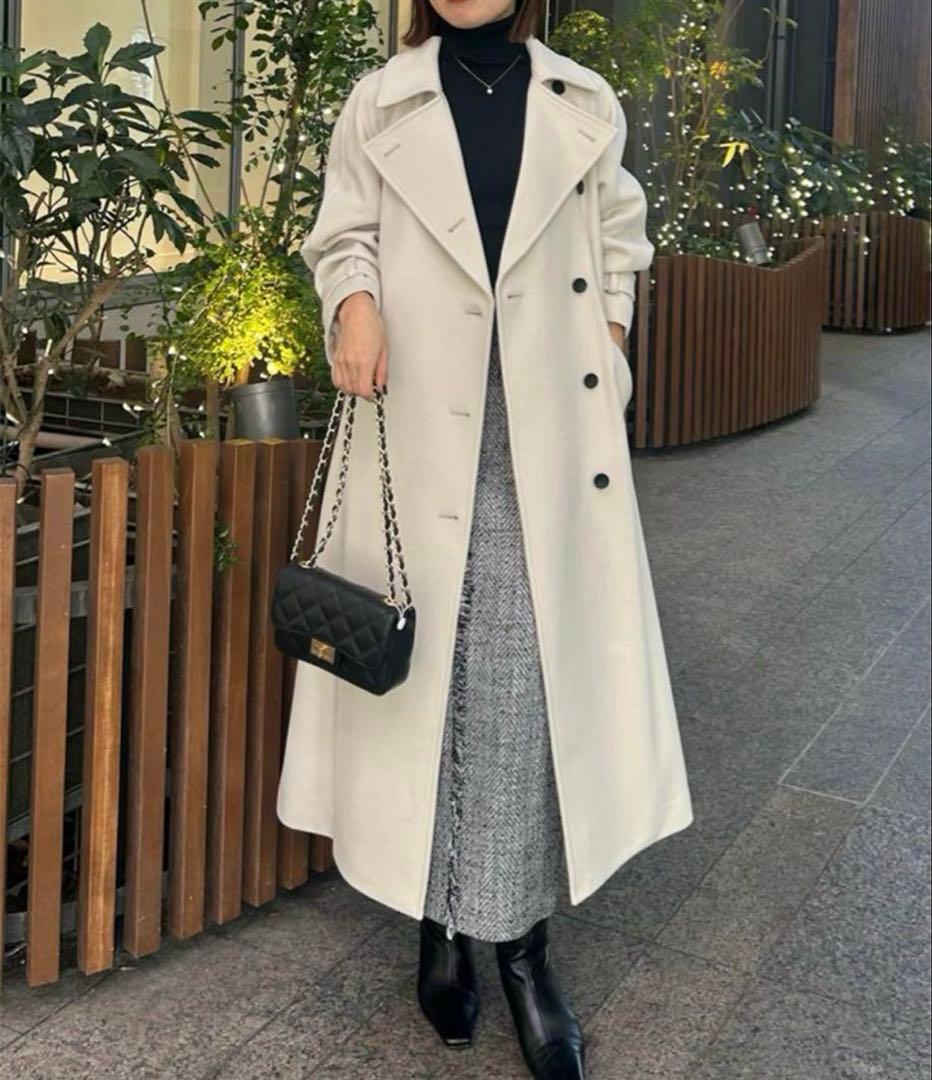 タグ付き新品 anuans コート ロングコート アイボリー ウール